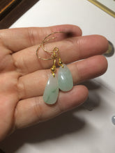 Load image into Gallery viewer, 100% natural super icy watery green/white/purple type A jadeite jade water drop earring group B202
