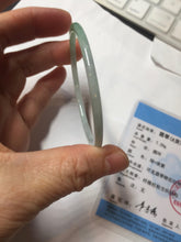 Load image into Gallery viewer, 50.5mm certified 100% natural Type A sunny green/white thin flat jadeite jade bangle BG219-8578
