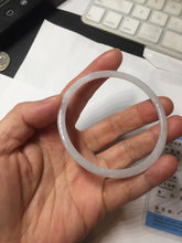 Load image into Gallery viewer, 57mm Certified Type A 100% Natural icy watery white/light purple flat slim Jadeite Jade bangle BG220-8570
