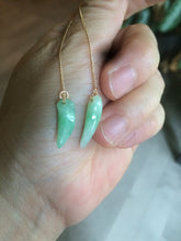 Load image into Gallery viewer, 100% Natural type A icy watery purple/green/white Chili Pepper Jadeite Jade earring group B201
