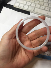 Load image into Gallery viewer, 57mm Certified Type A 100% Natural icy watery white/light purple flat slim Jadeite Jade bangle BG220-8570
