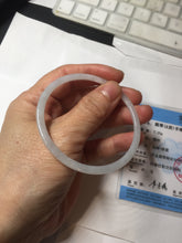 Load image into Gallery viewer, 57mm Certified Type A 100% Natural icy watery white/light purple flat slim Jadeite Jade bangle BG220-8570
