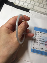 Load image into Gallery viewer, 57mm Certified Type A 100% Natural icy watery white/light purple flat slim Jadeite Jade bangle BG220-8570

