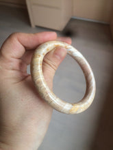 Load image into Gallery viewer, 55.6mm 100% natural beige yellow pink round cut Coral Jade (珊瑚玉) bangle SY59
