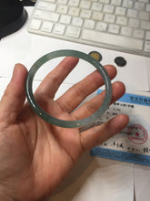 Load image into Gallery viewer, 60.5mm Certified Type A 100% Natural icy watery spring-water green/blue/gray Guatemala slim round cut Jadeite bangle PA103-5538
