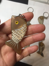 Load image into Gallery viewer, 52x23mm 100% Natural black brown yellow Buffalo Horn 3d carved fish Keychain, pendant, bag hanging group NJ3
