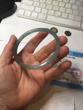 Load image into Gallery viewer, 60.5mm Certified Type A 100% Natural icy watery spring-water green/blue/gray Guatemala slim round cut Jadeite bangle PA103-5538
