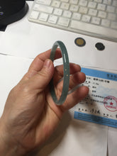 Load image into Gallery viewer, 60.5mm Certified Type A 100% Natural icy watery spring-water green/blue/gray Guatemala slim round cut Jadeite bangle PA103-5538
