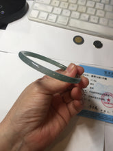 Load image into Gallery viewer, 60.5mm Certified Type A 100% Natural icy watery spring-water green/blue/gray Guatemala slim round cut Jadeite bangle PA103-5538
