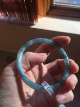 Load image into Gallery viewer, 54.5mm Certified Type A 100% Natural dark green/blue/gray with flying snow Guatemala slim round cut Jadeite bangle PD23-7366
