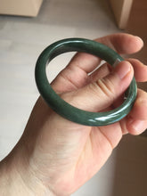 Load image into Gallery viewer, 54.9mm certified natural Type A oily dark green/black jadeite jade bangle AR120-0414
