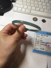 Load image into Gallery viewer, 60.5mm Certified Type A 100% Natural icy watery spring-water green/blue/gray Guatemala slim round cut Jadeite bangle PA103-5538
