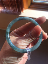 Load image into Gallery viewer, 54.5mm Certified Type A 100% Natural dark green/blue/gray with flying snow Guatemala slim round cut Jadeite bangle PD23-7366
