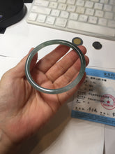Load image into Gallery viewer, 60.5mm Certified Type A 100% Natural icy watery spring-water green/blue/gray Guatemala slim round cut Jadeite bangle PA103-5538
