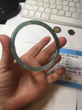 Load image into Gallery viewer, 60.5mm Certified Type A 100% Natural icy watery spring-water green/blue/gray Guatemala slim round cut Jadeite bangle PA103-5538
