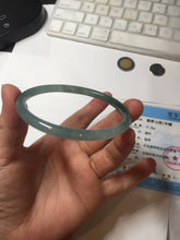 Load image into Gallery viewer, 60.5mm Certified Type A 100% Natural icy watery spring-water green/blue/gray Guatemala slim round cut Jadeite bangle PA103-5538
