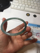 Load image into Gallery viewer, 60.5mm Certified Type A 100% Natural icy watery spring-water green/blue/gray Guatemala slim round cut Jadeite bangle PA103-5538
