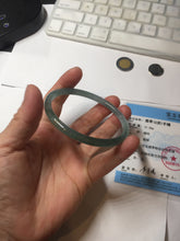 Load image into Gallery viewer, 60.5mm Certified Type A 100% Natural icy watery spring-water green/blue/gray Guatemala slim round cut Jadeite bangle PA103-5538
