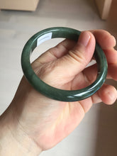 Load image into Gallery viewer, 54.9mm certified natural Type A oily dark green/black jadeite jade bangle AR120-0414
