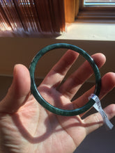 Load image into Gallery viewer, 61.5mm Certified Type A 100% Natural dark green/blue/gray with flying snow Guatemala slim round cut Jadeite bangle PD21-4459
