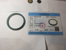 Load image into Gallery viewer, 55.7mm Certified Type A 100% Natural icy watery spring-water green/blue/gray Guatemala slim round cut Jadeite bangle PA104-5534

