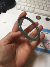 Load image into Gallery viewer, 55.7mm Certified Type A 100% Natural icy watery spring-water green/blue/gray Guatemala slim round cut Jadeite bangle PA104-5534
