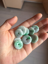 Load image into Gallery viewer, 19.3-22.4mm Type A 100% Natural sunny green/purple/gray Jadeite Jade Safety Guardian Button donuts Pendant group BL147
