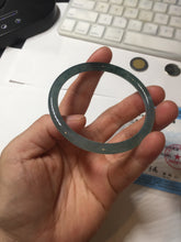 Load image into Gallery viewer, 55.7mm Certified Type A 100% Natural icy watery spring-water green/blue/gray Guatemala slim round cut Jadeite bangle PA104-5534
