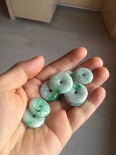 Load image into Gallery viewer, 19.3-22.4mm Type A 100% Natural sunny green/purple/gray Jadeite Jade Safety Guardian Button donuts Pendant group BL147
