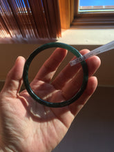 Load image into Gallery viewer, 61.5mm Certified Type A 100% Natural dark green/blue/gray with flying snow Guatemala slim round cut Jadeite bangle PD21-4459
