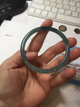 Load image into Gallery viewer, 55.7mm Certified Type A 100% Natural icy watery spring-water green/blue/gray Guatemala slim round cut Jadeite bangle PA104-5534
