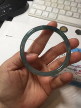 Load image into Gallery viewer, 55.7mm Certified Type A 100% Natural icy watery spring-water green/blue/gray Guatemala slim round cut Jadeite bangle PA104-5534
