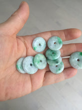 Load image into Gallery viewer, 19.3-22.4mm Type A 100% Natural sunny green/purple/gray Jadeite Jade Safety Guardian Button donuts Pendant group BL147
