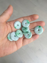 Load image into Gallery viewer, 19.3-22.4mm Type A 100% Natural sunny green/purple/gray Jadeite Jade Safety Guardian Button donuts Pendant group BL147
