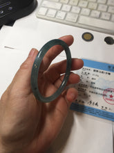 Load image into Gallery viewer, 55.7mm Certified Type A 100% Natural icy watery spring-water green/blue/gray Guatemala slim round cut Jadeite bangle PA104-5534
