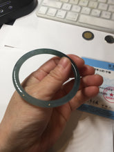Load image into Gallery viewer, 55.7mm Certified Type A 100% Natural icy watery spring-water green/blue/gray Guatemala slim round cut Jadeite bangle PA104-5534
