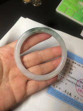 Load image into Gallery viewer, 卖了 55.5mm certificated Type A 100% Natural icy watery green/white slim round cut Jadeite Jade bangle BK69-9874
