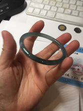 Load image into Gallery viewer, 55.7mm Certified Type A 100% Natural icy watery spring-water green/blue/gray Guatemala slim round cut Jadeite bangle PA104-5534
