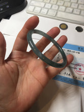 Load image into Gallery viewer, 55.7mm Certified Type A 100% Natural icy watery spring-water green/blue/gray Guatemala slim round cut Jadeite bangle PA104-5534
