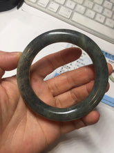 Load image into Gallery viewer, 56mm Certified 100% Natural black/gray sesame paste 芝麻糊 青花 round cut nephrite Jade bangle HHE106-5498
