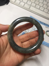 Load image into Gallery viewer, 56mm Certified 100% Natural black/gray sesame paste 芝麻糊 青花 round cut nephrite Jade bangle HHE106-5498
