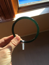 Load image into Gallery viewer, 61.5mm Certified Type A 100% Natural dark green/blue/gray Guatemala slim round cut Jadeite bangle PD22-4457
