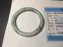 Load image into Gallery viewer, 58mm certificated Type A 100% Natural light green/purple with green floating flowers round cut Jadeite Jade bangle AS81-3018
