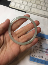 Load image into Gallery viewer, 57mm Certified Type A 100% Natural icy watery white/light green flat slim Jadeite Jade bangle BG222-8572
