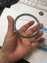 Load image into Gallery viewer, 56.5mm Certified Type A 100% Natural icy watery spring-water green/blue/gray Guatemala slim round cut Jadeite bangle PA105-5541

