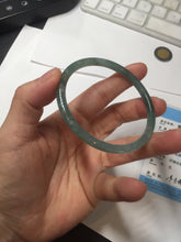 Load image into Gallery viewer, 56.5mm Certified Type A 100% Natural icy watery spring-water green/blue/gray Guatemala slim round cut Jadeite bangle PA105-5541
