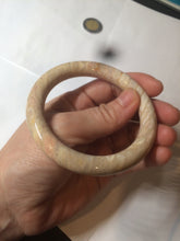 Load image into Gallery viewer, 55.6mm 100% natural beige yellow pink round cut Coral Jade (珊瑚玉) bangle SY59
