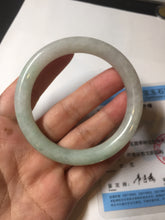 Load image into Gallery viewer, 53.7mm certified natural 100% natural Type A light green round cut jadeite jade bangle BP6-4993
