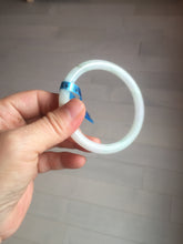 Load image into Gallery viewer, 57.9mm Certified Type A 100% Natural light green/white round cut slim jadeite jade bangle E38-9491
