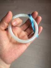 Load image into Gallery viewer, 57.9mm Certified Type A 100% Natural light green/white round cut slim jadeite jade bangle E38-9491

